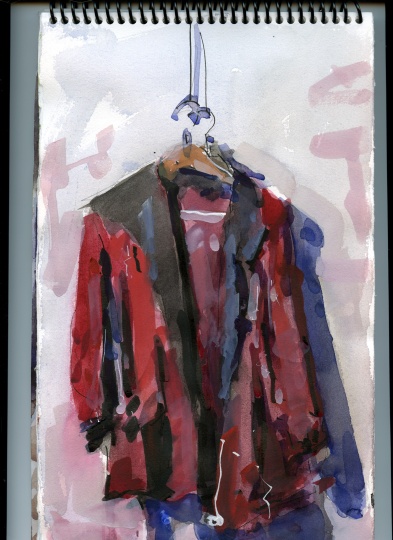 Les' Red Coat watercolor and ink