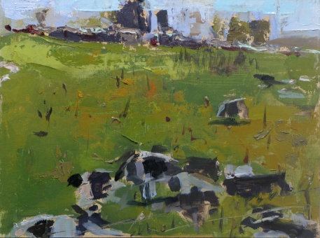 Cows at Coon Point 9"x12" oil on linen panel